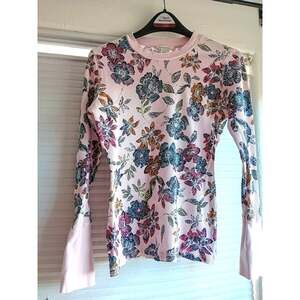 Sundance Pink Floral Thermal Waffle Knit Long Sleeve Top - Size M